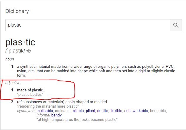 Plastic sebagai kata sifat